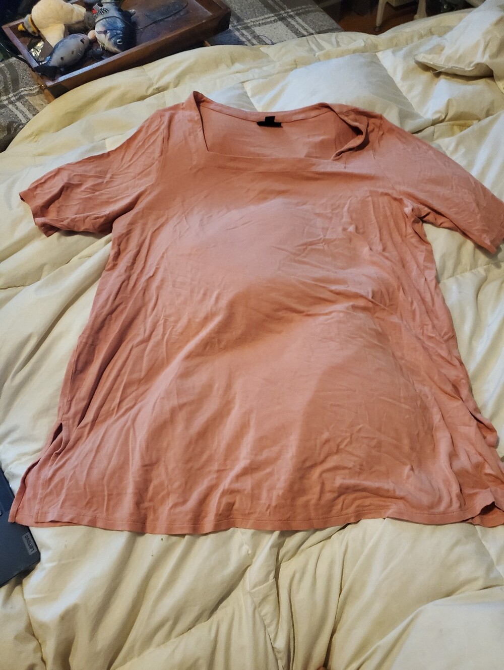 J. Jill Scoop Neck 3/4-Sleeve Tee in Dusty Rose